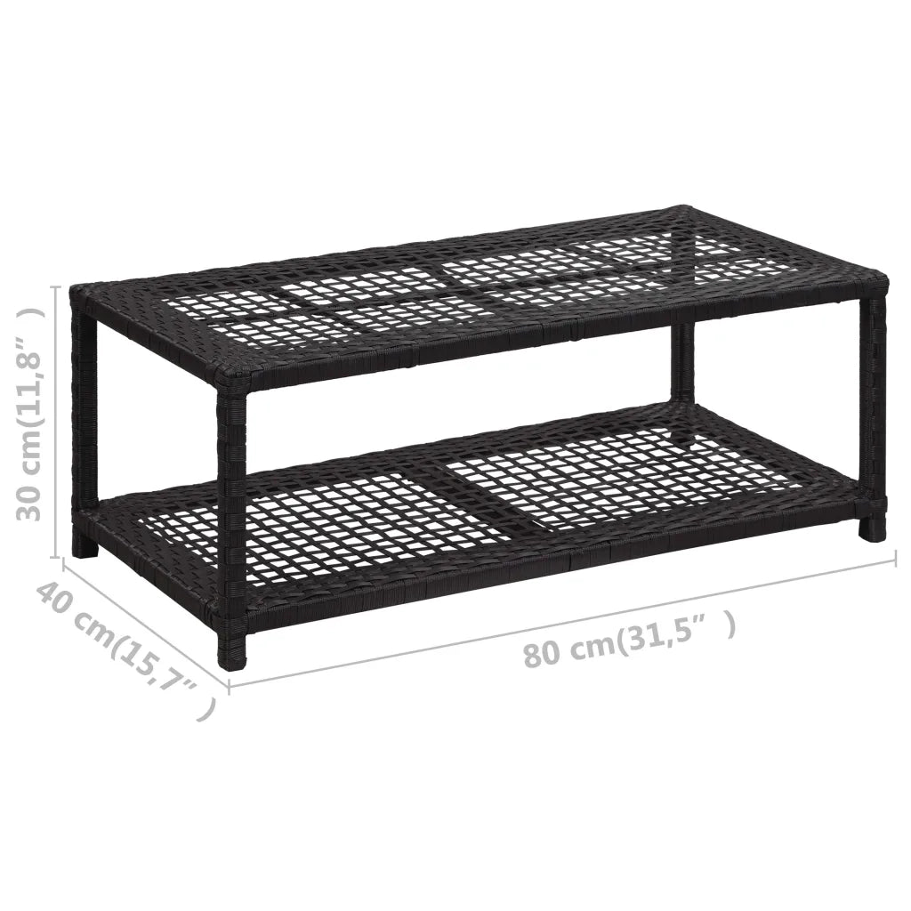 Scarpiera con Panchina Nera 80x40x30 cm in Polyrattan 46978