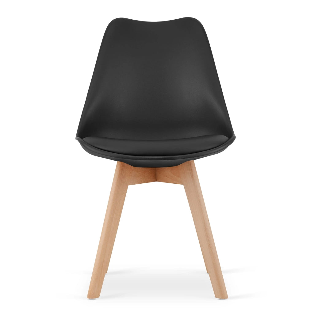 Set da tavolo artigianale VALORA con 4 sedie RIXK, gambe nere + gambe naturali NP