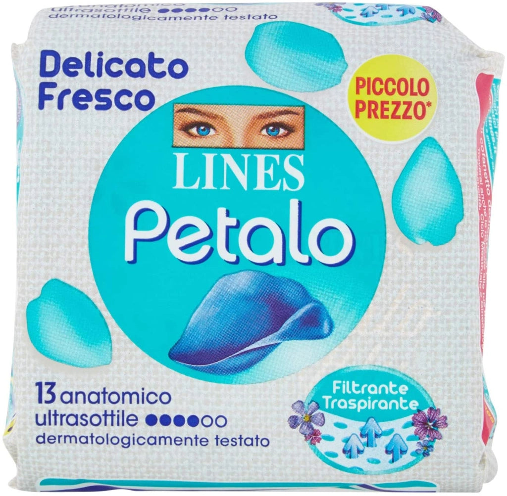 LINES PETALO BLU ASSORBENTE ANATOMICO ULTRASOTTILE DELICATO FRESCO 13 PZ