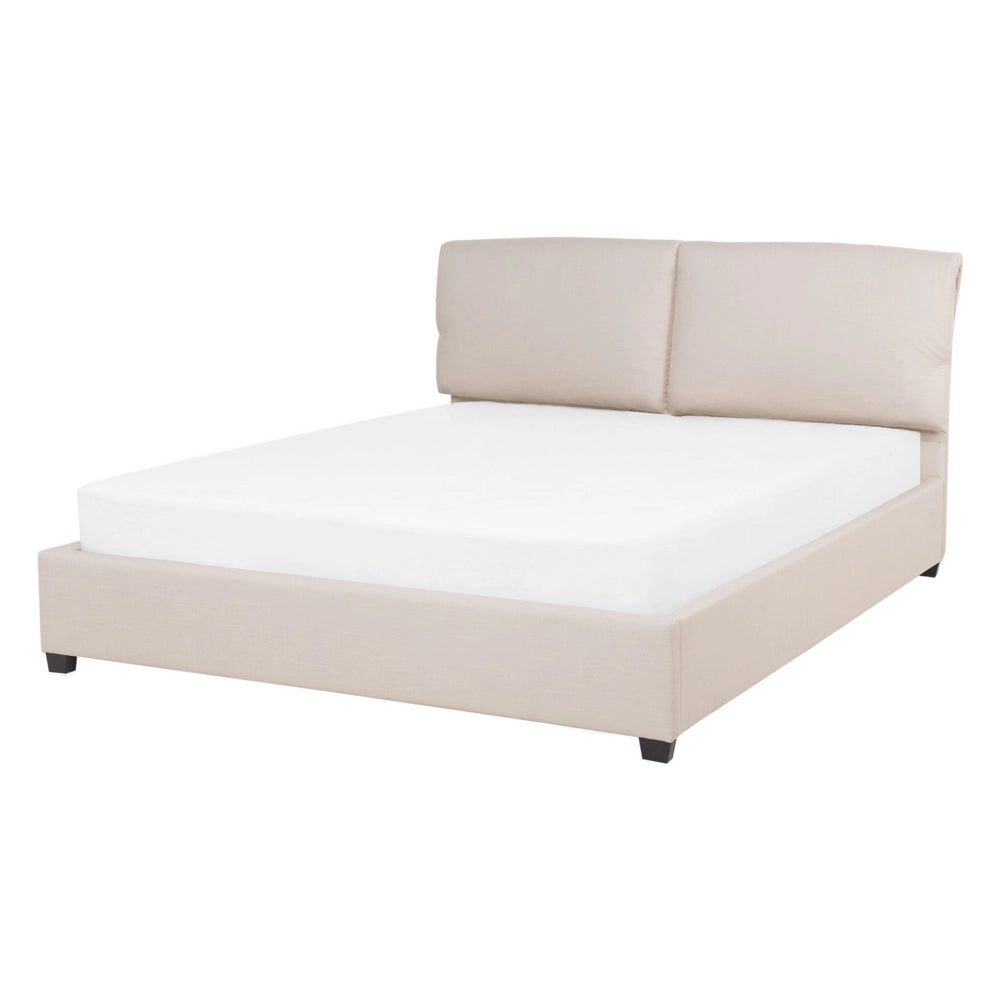 Letto ad acqua imbottito color crema con doghe in legno 140 x 200 cm stile classico elegante