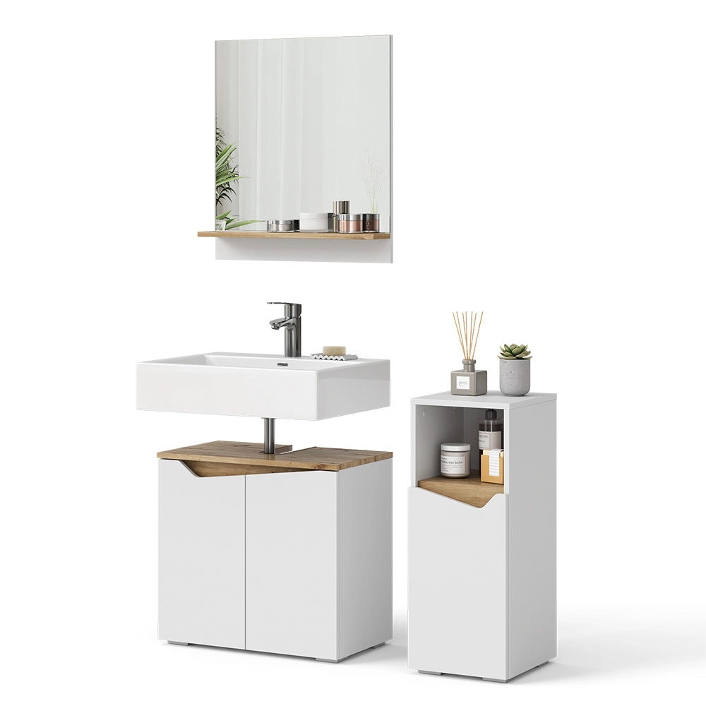 Vicco Set di mobili da bagno Bianco 3 parti, con mobile midi