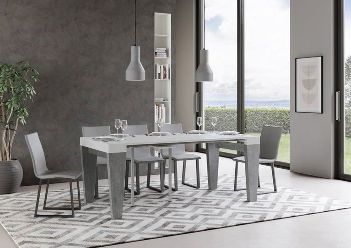 Consolle Allungabile 90-300x40x77 cm in Nobilitato Bianco e Grigio