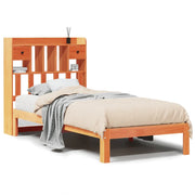 Letto singolo | Letto per adulti | Letto Libreria senza Materasso Marrone Cera 100x200 cm in Pino