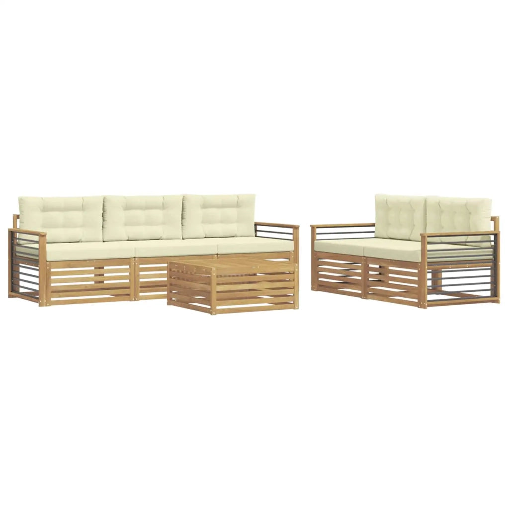 Set di divani da esterno 6 pcs Bianco e Crema 3390055