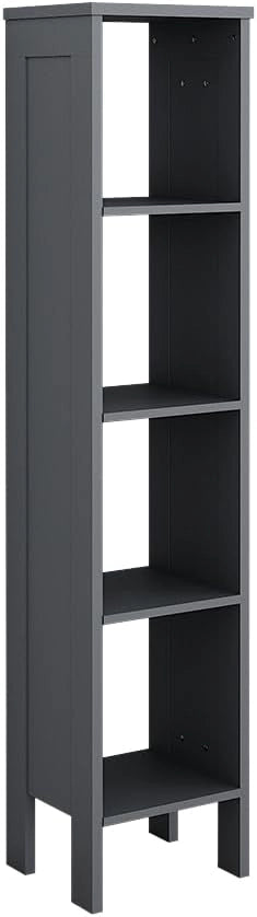 Scaffale per bambini Ajaton, Grigio, 35.2 x 159.5 cm, per riporre giocattoli e libri con scatole pieghevoli