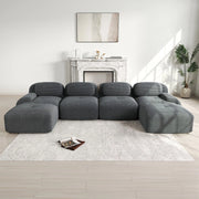 Divano 3 posti ¨C Minimal ¨C grigio tessuto imbottito con braccioli larghi, adatto a animali