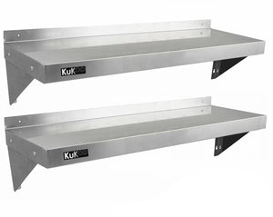 Set 2 Mensole a Muro 125x30 cm per Cucine di Ristoranti Pizzerie in Acciaio Inox