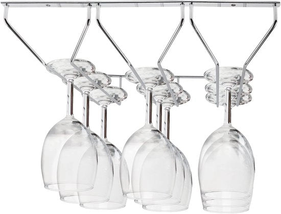 Scaffale per Vino Sotto Cassetta - Supporto in Acciaio e Acciaio Inox - Contenitore per Vetrini - Incluso Kit di Viti e Placchette - Dimensioni 34 x 32 cm - Sistema di Stoccaggio Sicuro - Contenitore per Vetrini