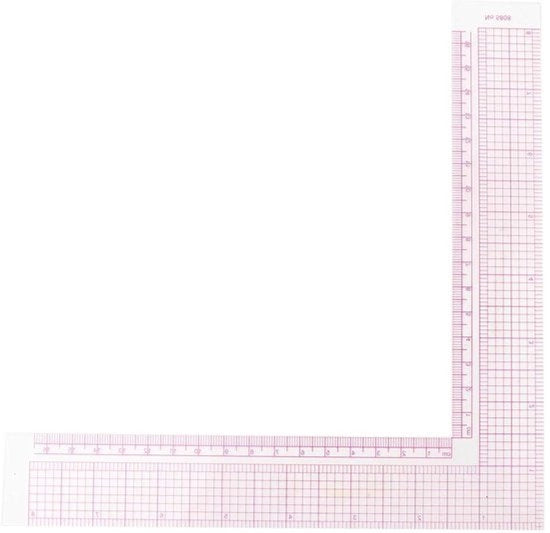 Liniaal quadrato a L per misurare curve - Materiale: plastica - Utilizzo professionale - Adatto per - Colore o modello - 1.