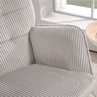 Poltrona Dondolo Vintage, Scivoli Curvi, Imbottitura Spessa, Faggio e Acciaio, Grigio Chiaro