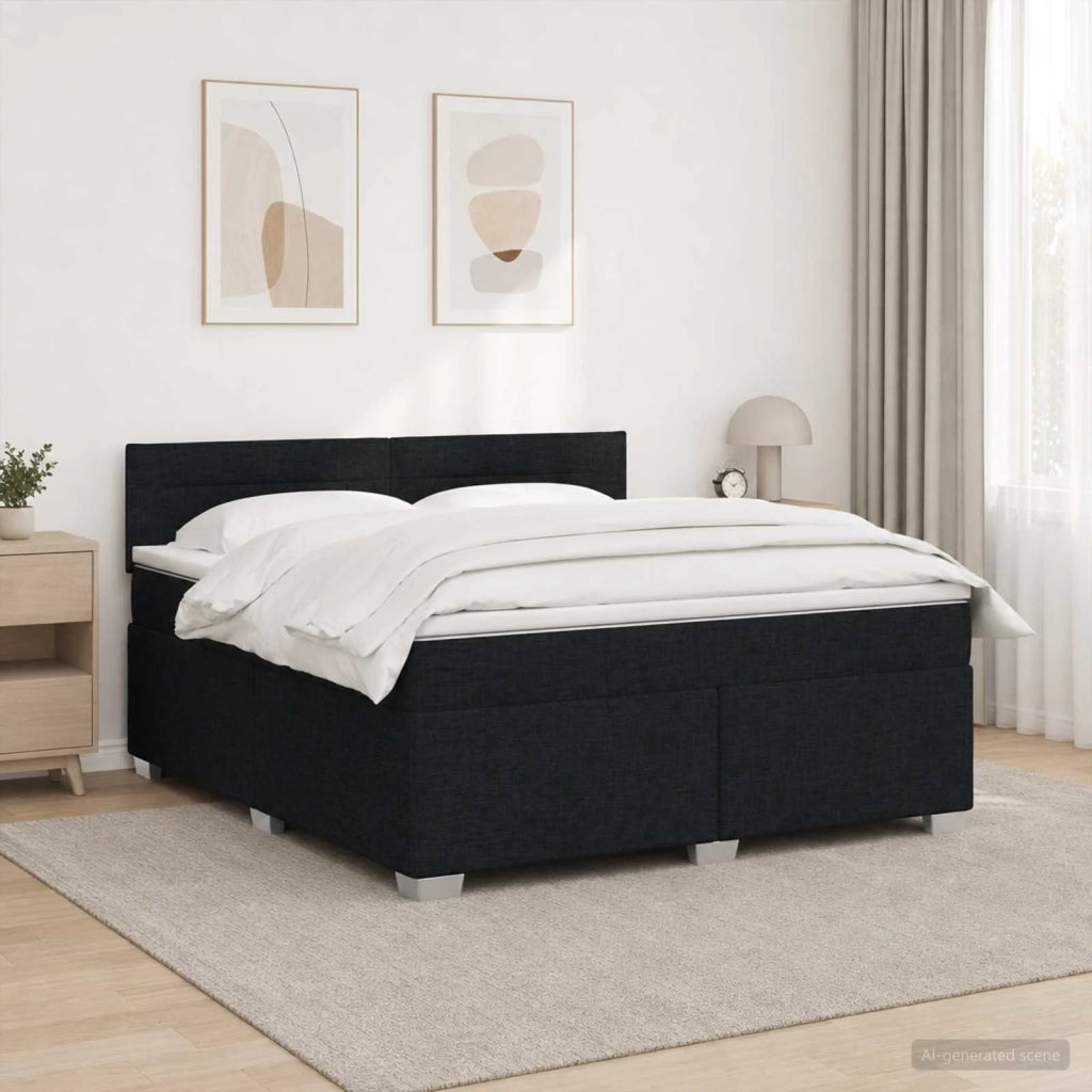 Letto con Box Spring, Materasso e LED Nero 180 x 200 cm Tessuto 3451996