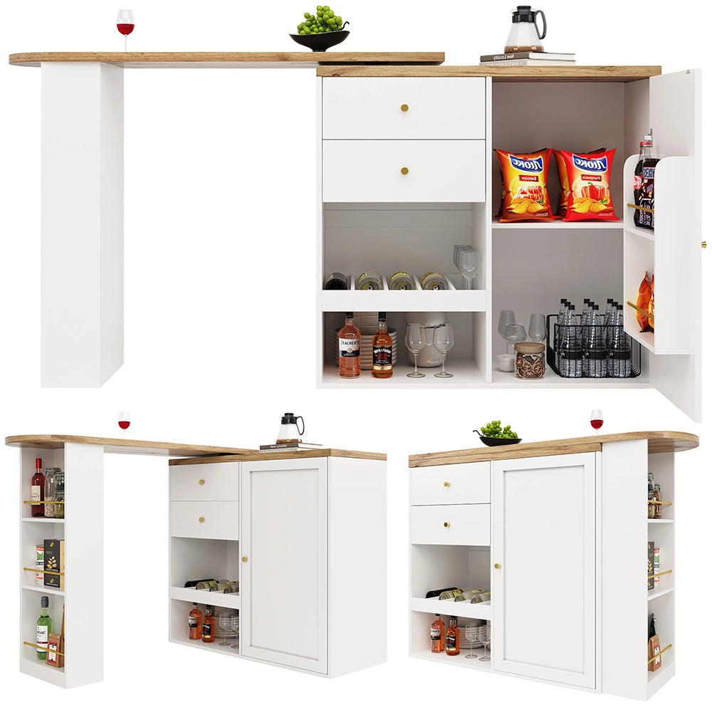 Tavolo Bar Girevole - Xylo - 105??39??102 cm - 2 Cassetti 3 Ripiani