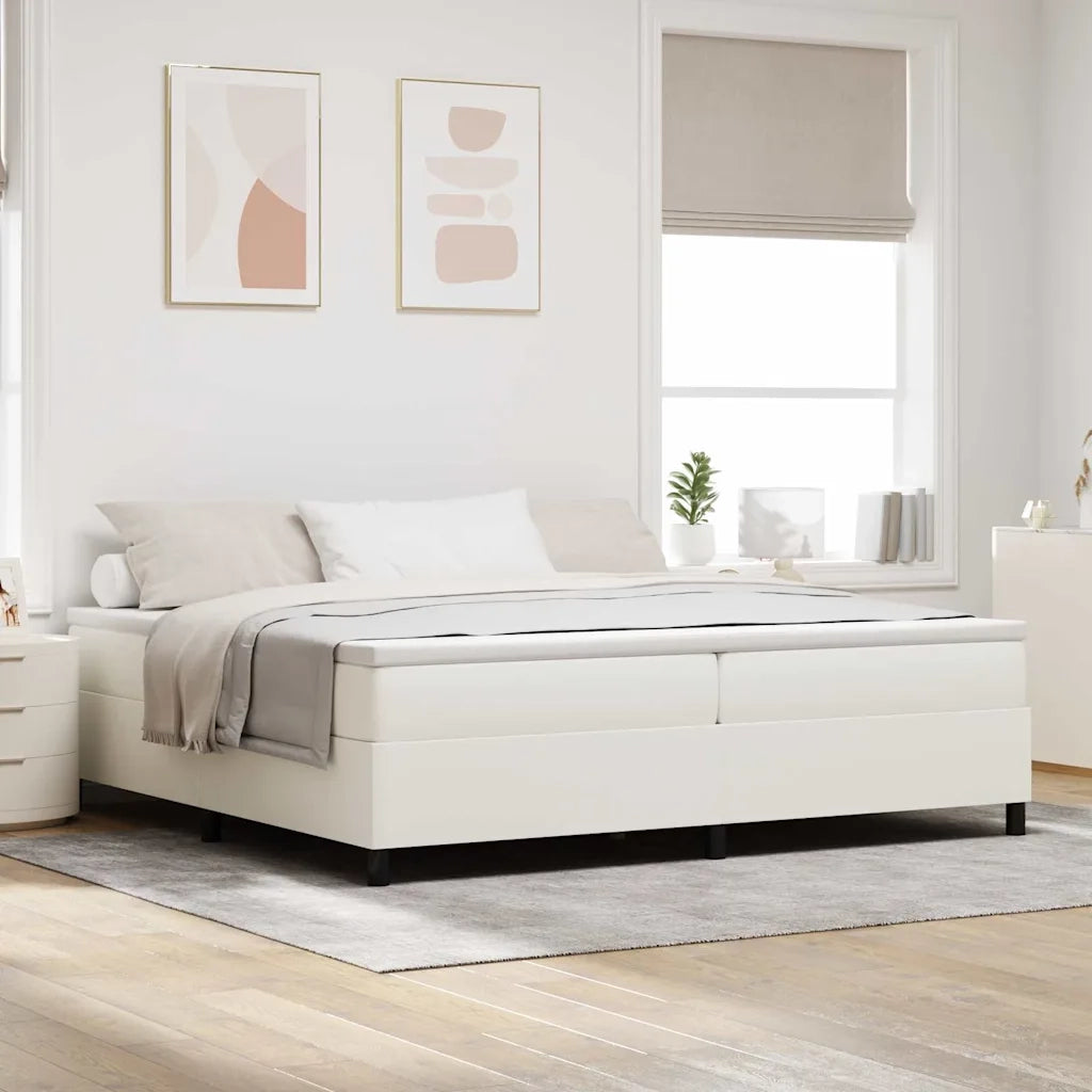 Letto a molle Crema e Bianco 200 x 200 cm Tessuto in Cords 3337484