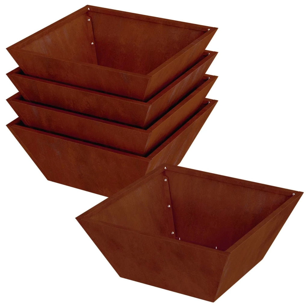 Fioriere | Cassetta per fiori | Vaso da giardino 5 pz Ruggine 40 x 40 x 15 cm