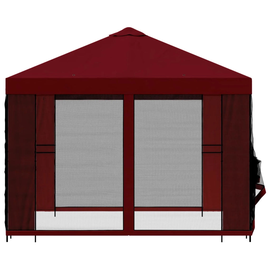 Gazebo da giardino con pareti laterali 3 x 3 m Borgogna 900371