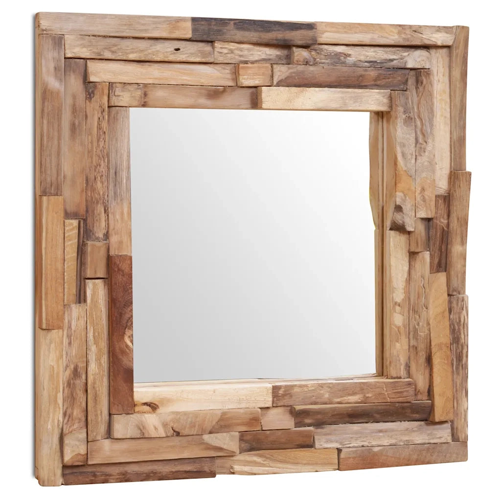 Specchio Decorativo in Legno di Teak-Specchi da interno ed esterno 60x60 cm Quadrato