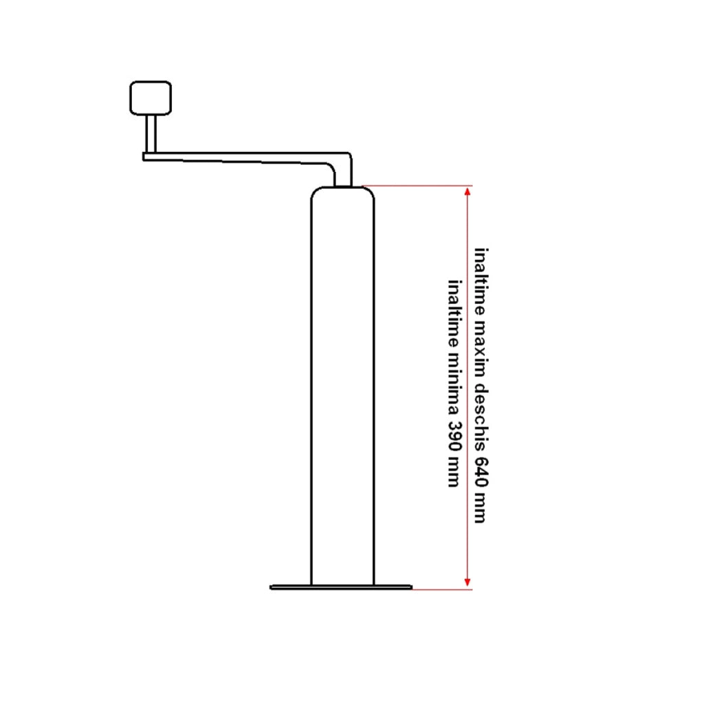 Piede di supporto regolabile per rimorchio, diametro 48 mm, altezza minima 390 mm, massima 640 mm
