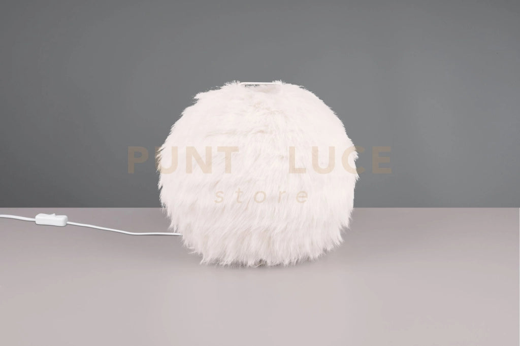 FURRY LAMPADA DA TAVOLO EFFETTO PIUMA BIANCA D. 30CM 1 LUCE ATTCCO E14