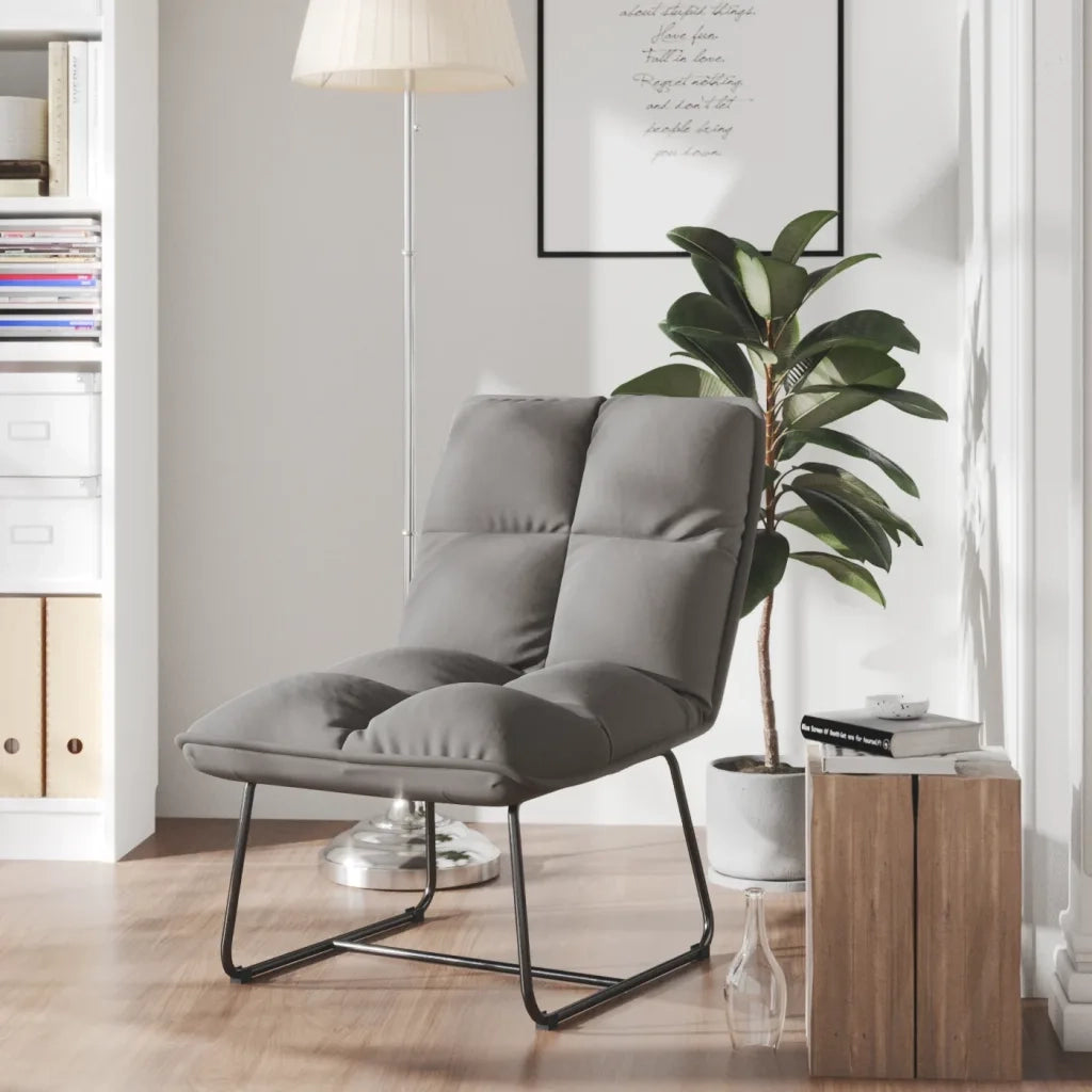 Poltrona con Struttura in Metallo Grigio Chiaro in Velluto 336532