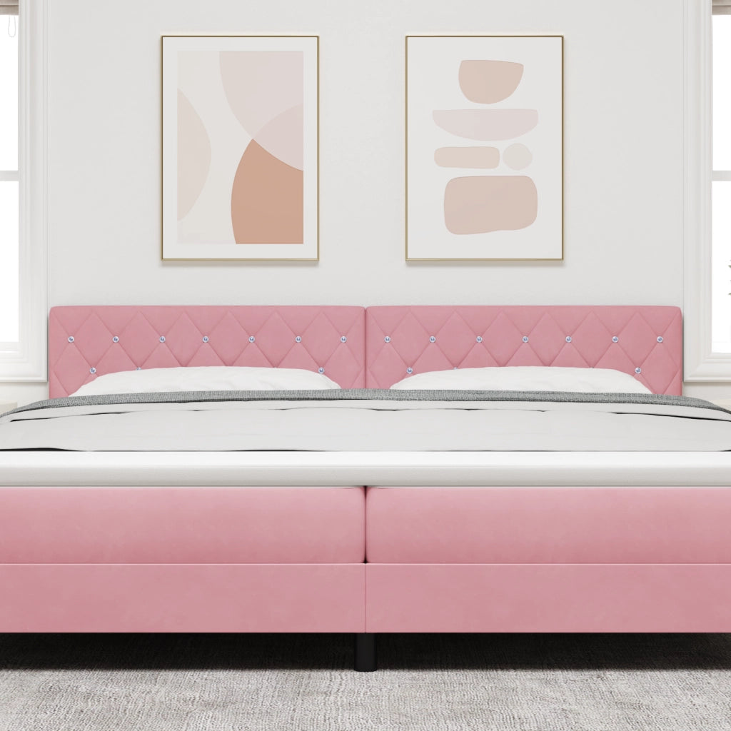 Testiera  con bottoni in cristallo, tufted, rosa, 200 cm, velluto