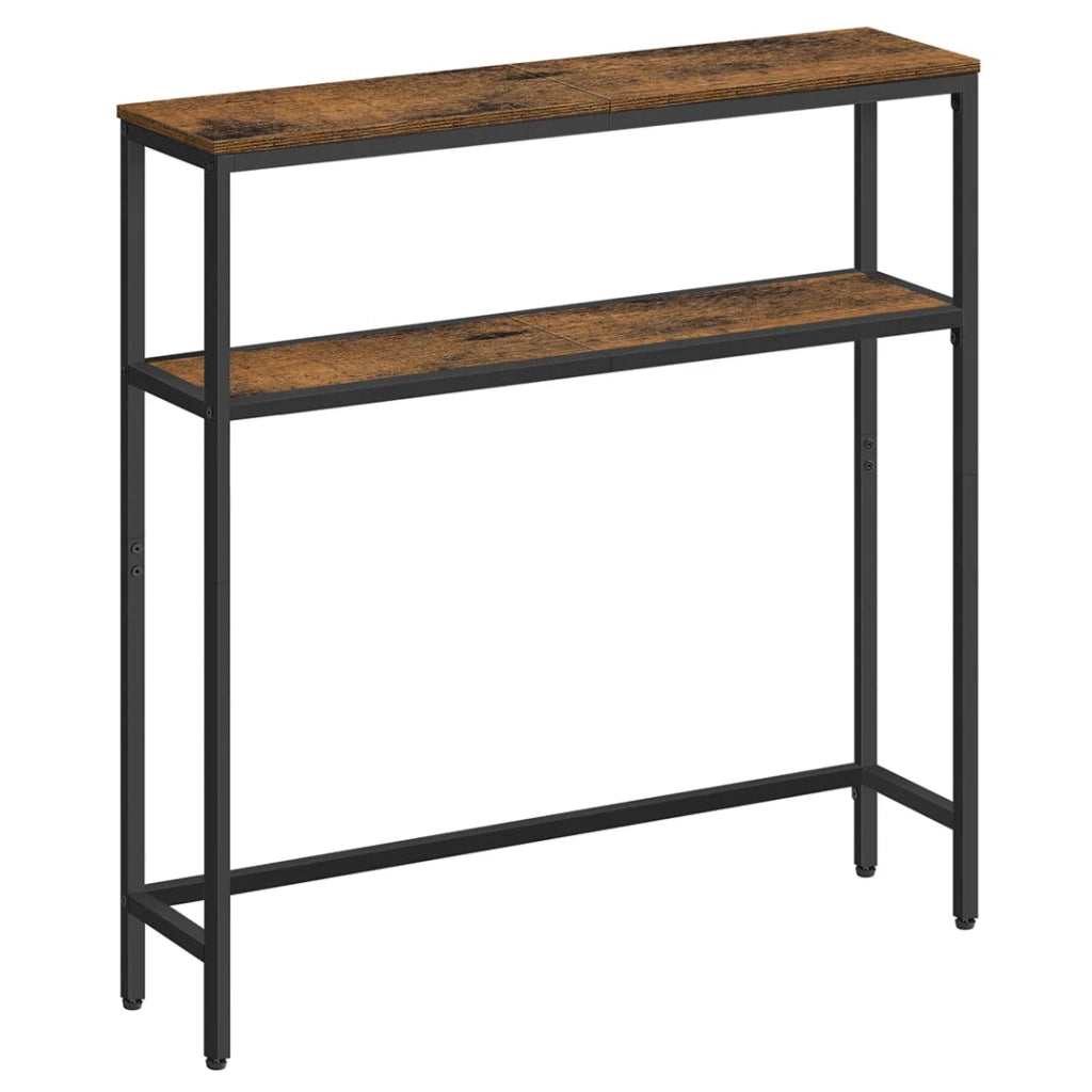 Consolle per ingresso tavolino sottile a 2 ripiani 20 x 120 x 80 cm tavolino laterale con 2 ripiani per soggiorno o camera da letto marrone 12_0005222