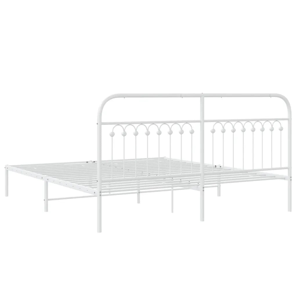 Giroletto con Testiera Metallo Bianco 183x213 cm
