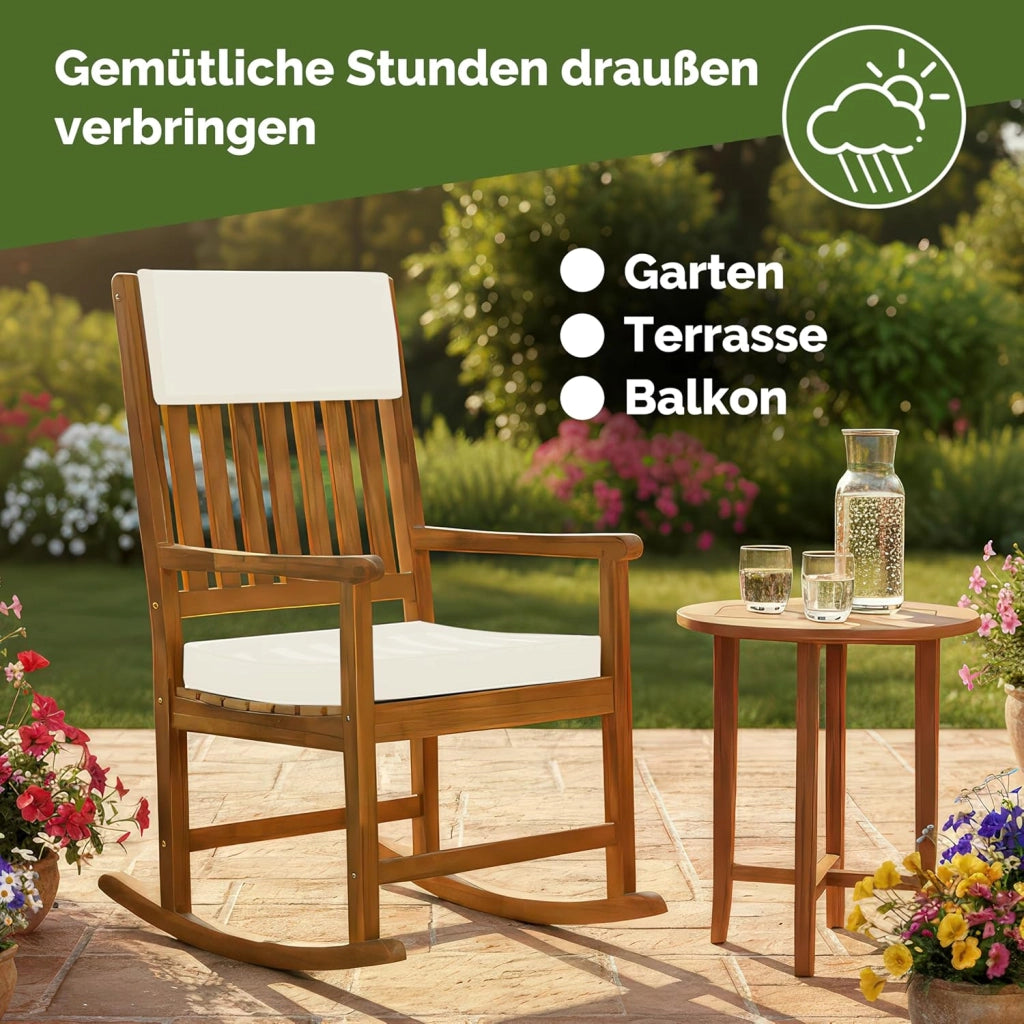 Deuba Sedia a dondolo cuscini icnlusi legno d' acacia relax seggiola basculante da giardino veranda mobili da esterno