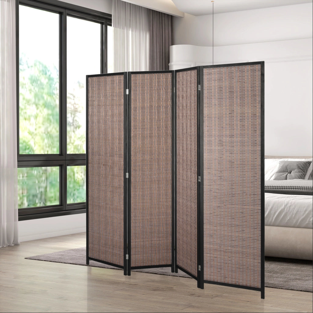 Paravento a 4 pannelli in legno separatore di ambiente pieghevole ¨C zephmum ¨C marrone 180x180 cm