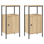 Set di 2 Comodini | Armadio da Notte | Mobiletto da notte Rovere Sonoma 41x31x80 cm in Legno Multistrato