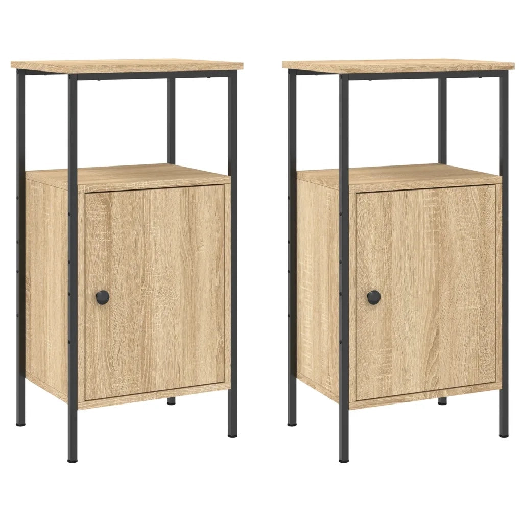Set di 2 Comodini | Armadio da Notte | Mobiletto da notte Rovere Sonoma 41x31x80 cm in Legno Multistrato