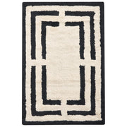Tappetino da bagno moderno in cotone rettangolare 60 x 90 cm Motivo geometrico Accessori da bagno Beige e nero
