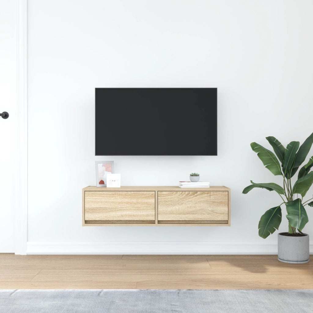 Mobile TV  in Rovere Sonoma 100x31x25,5 cm in Legno ingegnerizzato