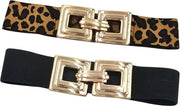Set di 2 cinture elastiche geometriche vintage - eleganti e ampie - Nero - taglia M.