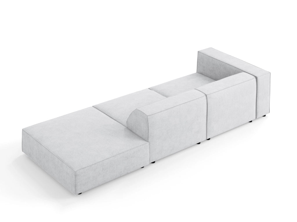 Cosmopolitan Design - Divano destro "Arendal" 4 posti in ciniglia con effetto a coste grigio chiaro 