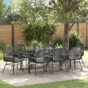 Set da Pranzo per Giardino con cuscino 9 pcs Nero polyrattan 3380875