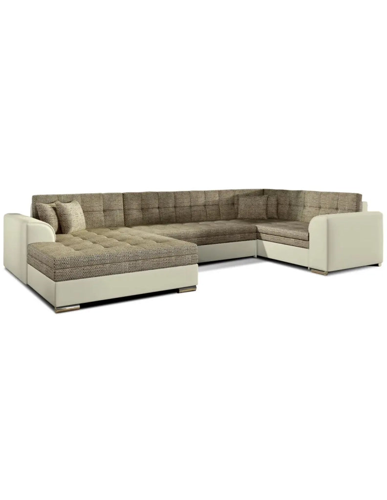 Divano panoramico convertibile CALDERO 5 posti beige e crema - angolo sinistro