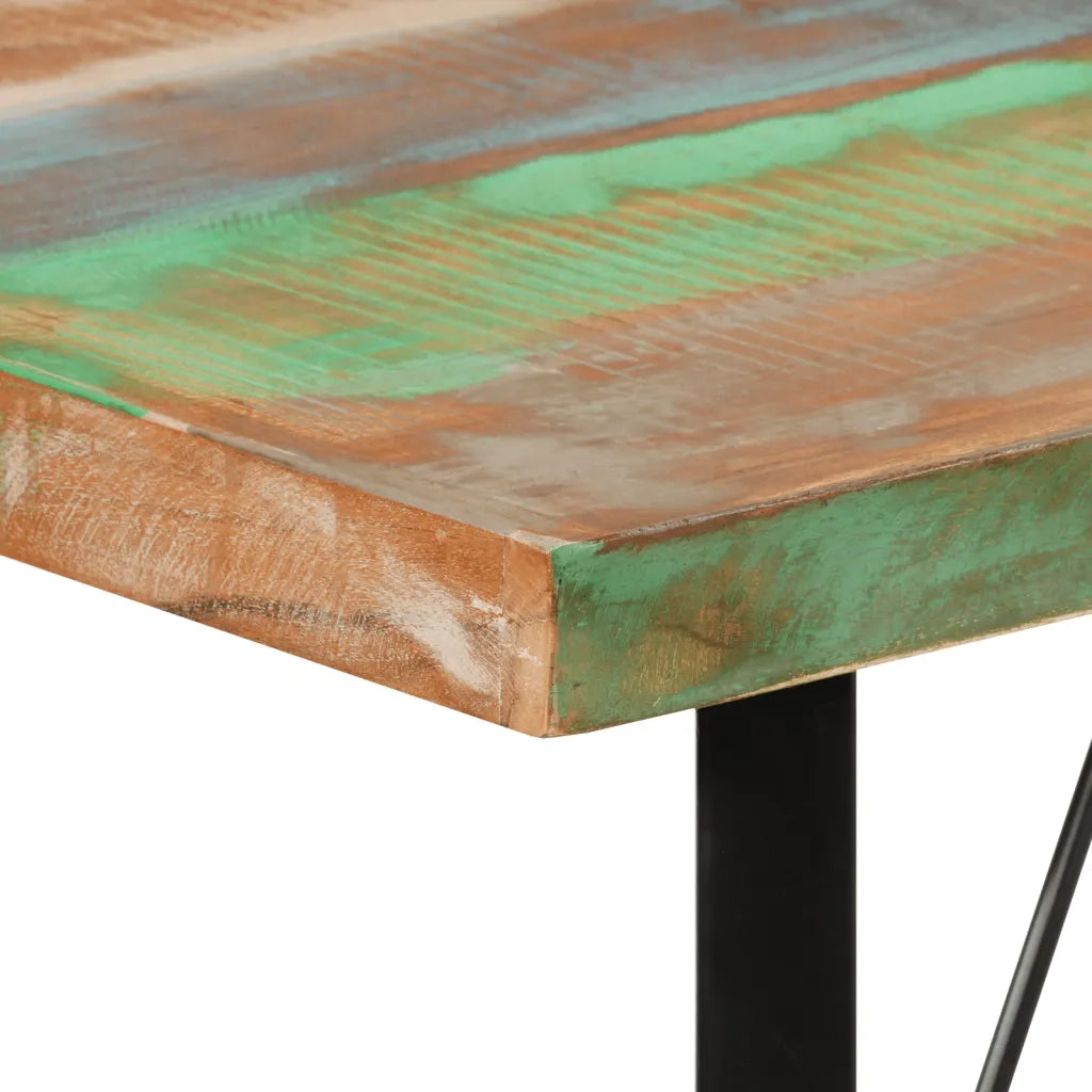 Tavolino da Bar 110x55x107cm Legno Massello di Recupero e Ferro 356373