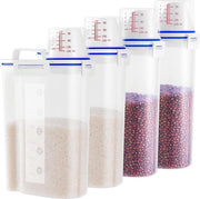 Set di dispensatori alimentari 45 kg da 4 - piccolo tritacarne con misurino e bottiglia per versare - contenitore in plastica a chiusura ermetica per cucina - cereali farina zucchero avena farina di avena cibo secco per cani