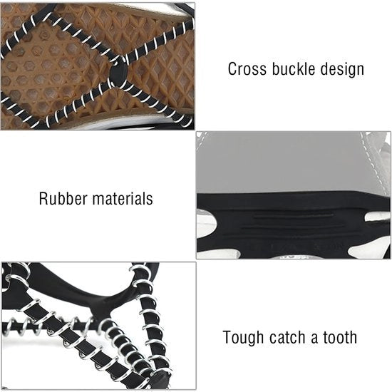 Greppini in acciaio inossidabile - Stivali con spicchi antiscivolo - Protezione di sicurezza - Portatile e leggero - Adatto per diverse misure di scarpe - Codice prodotto: 123456 - Modello: SC-001 - Peso: 0,5 kg - Dimensioni: 10x5x2 cm