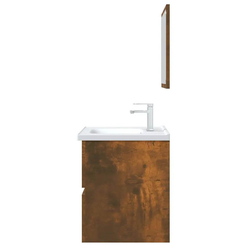Set Mobili da Bagno 2 pz Rovere Fumo in Legno Multistrato 815735