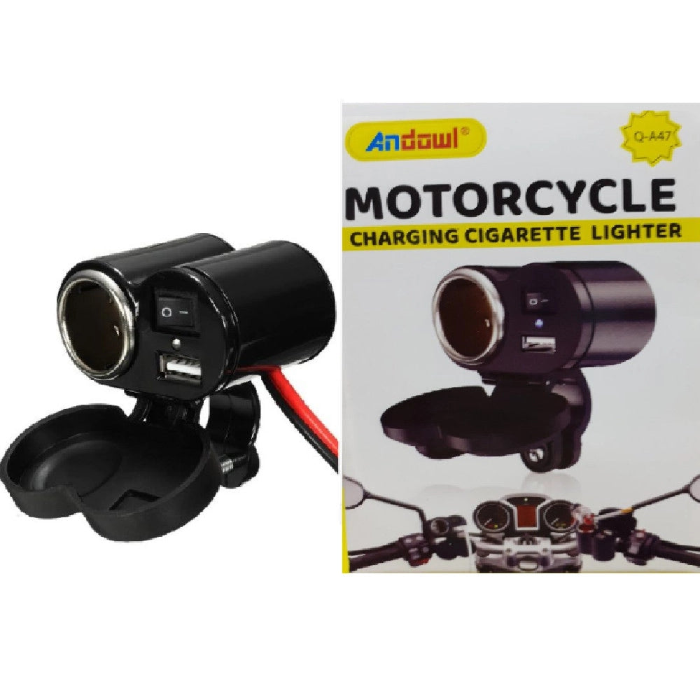 Trade Shop - Spina Accendino Caricabatteria Per Moto Cellulare Porte Usb Accendisigari Q-a47 -