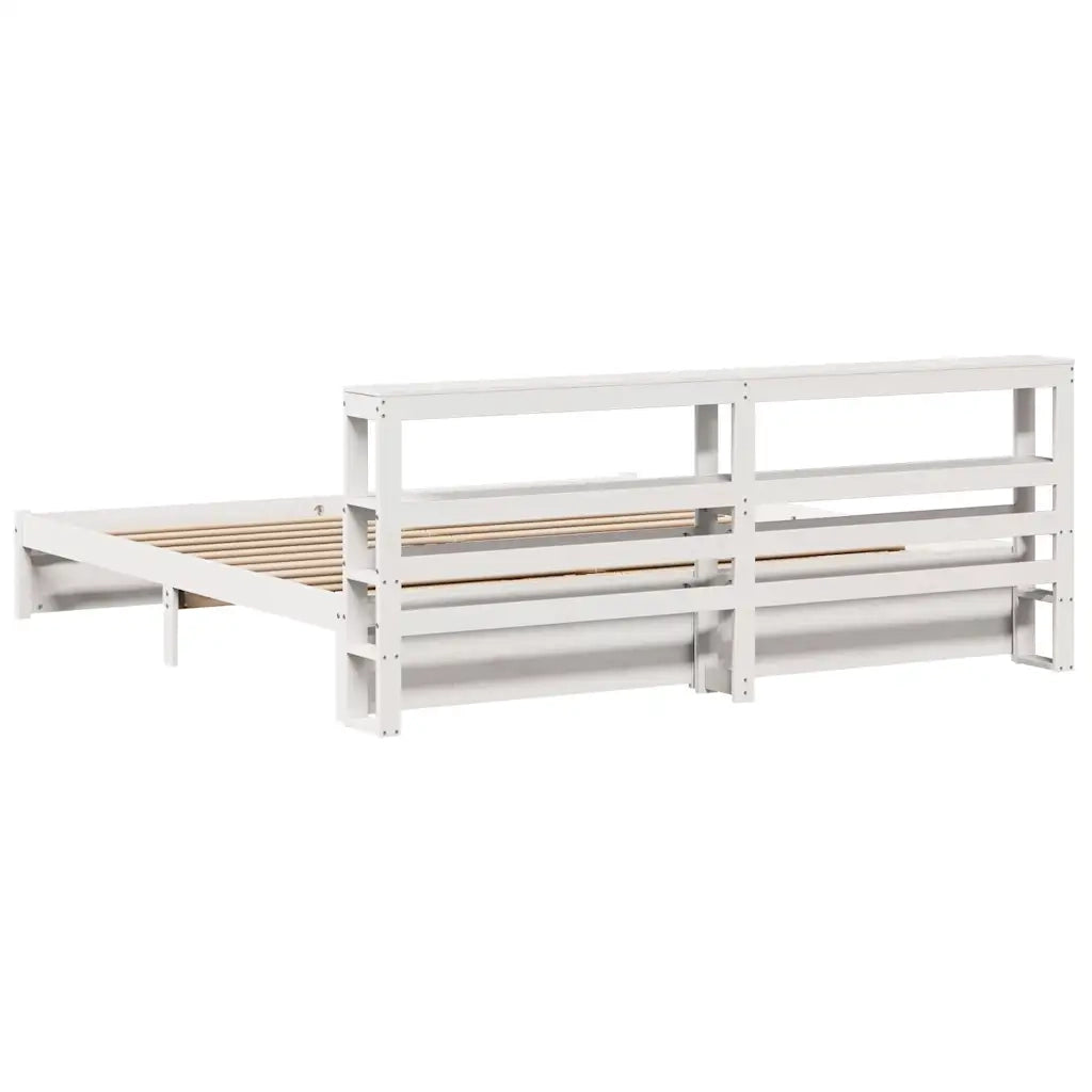 Giroletto con Testiera senza Materasso-Struttura Letto Bianco 200x200 cm 338864