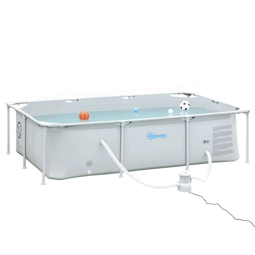 Piscina Fuori Terra Rettangolare Rigida ¨C zephmum ¨C Grigio Acciaio PVC 252x152x65cm