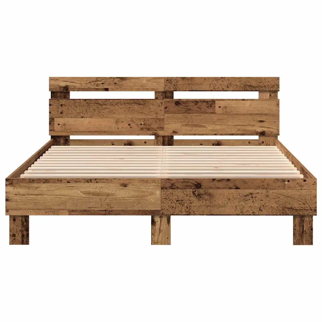 Struttura del letto con strisce LED Legno vecchio 140 x 200 cm 3333945