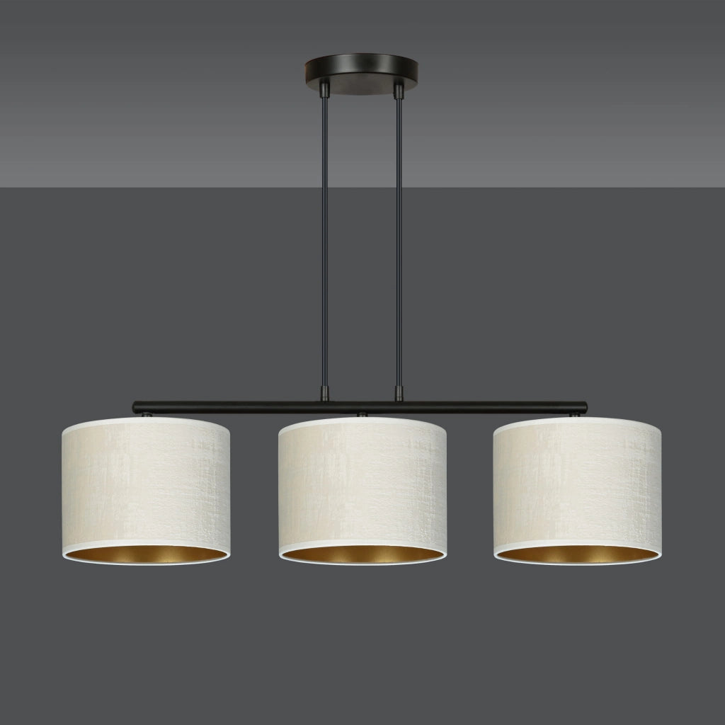 Lampadario Emibig Hilde 3 luci E27 nero crema oro