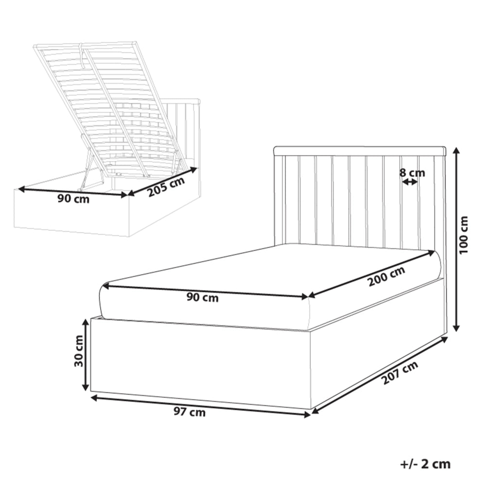 Letto singolo contenitore in legno bianco con doghe in legno 90 x 200 cm cameretta camera degli ospiti