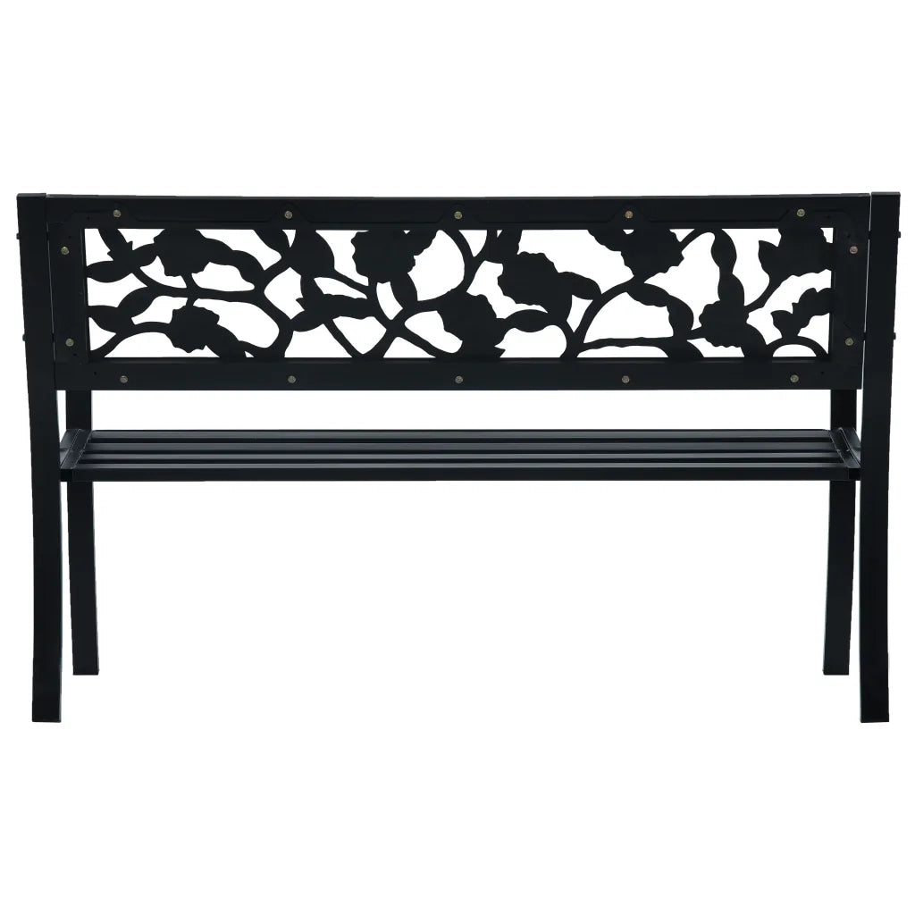 Panchina da Giardino 125 cm Nera in Acciaio 47942