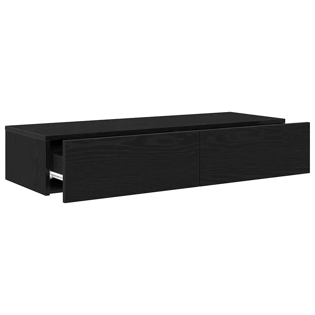 Scaffale a Parete con Cassetti Nero 100x36x19 cm in Truciolato 859987