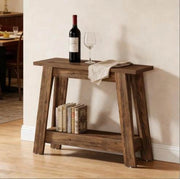 Tavolo consolle con 2 ripiani aperti 105 x 30 x 80 cm; marrone rustico