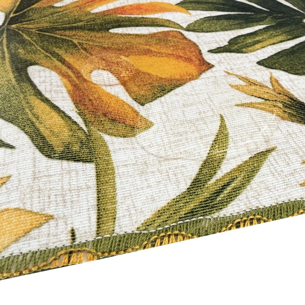 Tovaglia Cucina Cotone Antimacchia Corpritavolo Tropicale Stile Urban Jungle Foglie Palma - 135x135 Cm